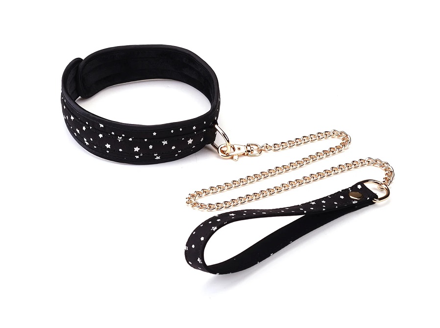 A vivid starry night bondage kit made of black PU dotted wit... Liebe Seele - Stary Nights Bondage Kit 7pcs - Black photo-3