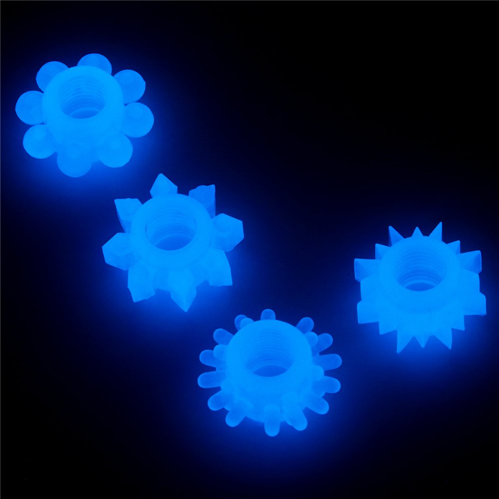 Illuminate your darkest pleasures with Lumino play penis rin... Lovetoy - Lumino Play Ring Set 4 pcs - Blue photo-5