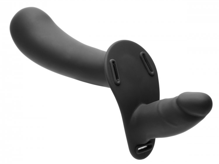 Enjoy penetrating your partner and being penetrated at the s... Strap U - 28X Double Diva 2" Dildo w Harness & Remote - Black photo-5
