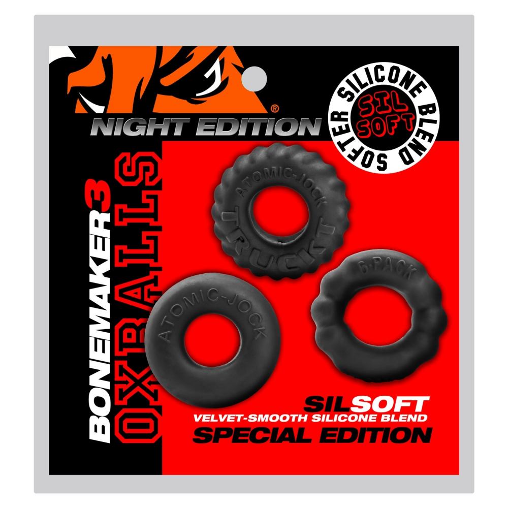 BONEMAKER 3-pack is our three best cockrings for 3X the bone... Oxballs - Bonemaker Rings 3's Pack - Night Black photo-7