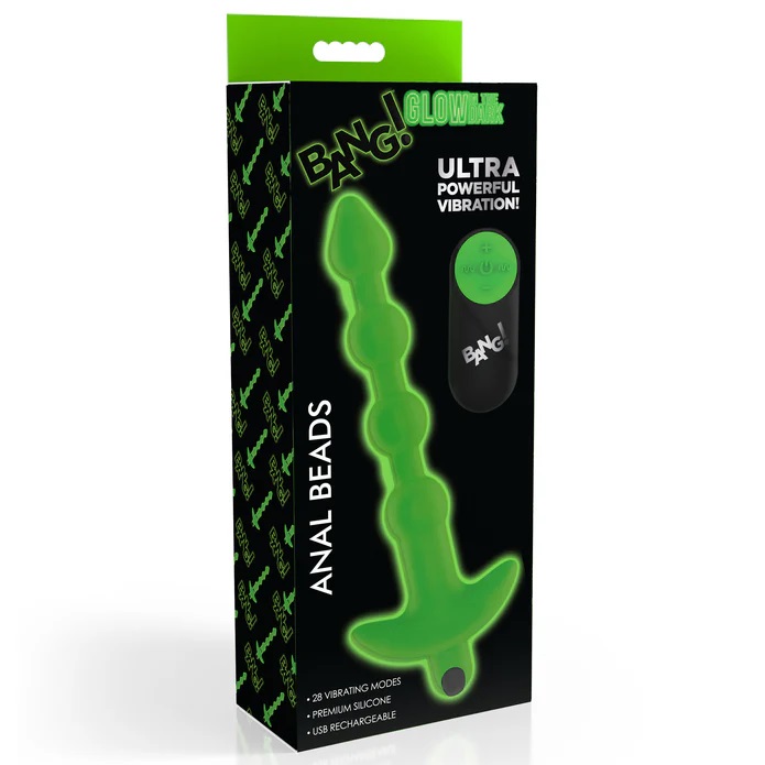 These glowing anal beads can shine in the night and make for... Bang! - Glow Vibro Anal Beads - Green photo-10