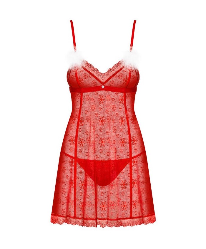 An extremely hot xMas offer – a red babydoll and thong from ... Obsessive - Claussica Babydoll & Thong - Red - M/L photo-3