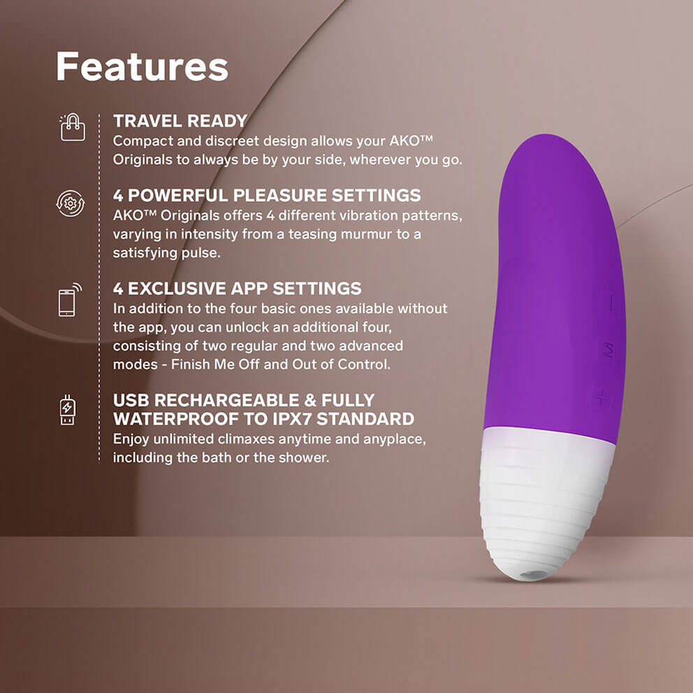 隆重推出 LELO Originals,全新系列专为初踏入性福旅程或渴望重拾亲密本质的人士而设计,多款精致必备之... Lelo - Ako Originals APP Clitoral Vibrator - Purple 照片-2