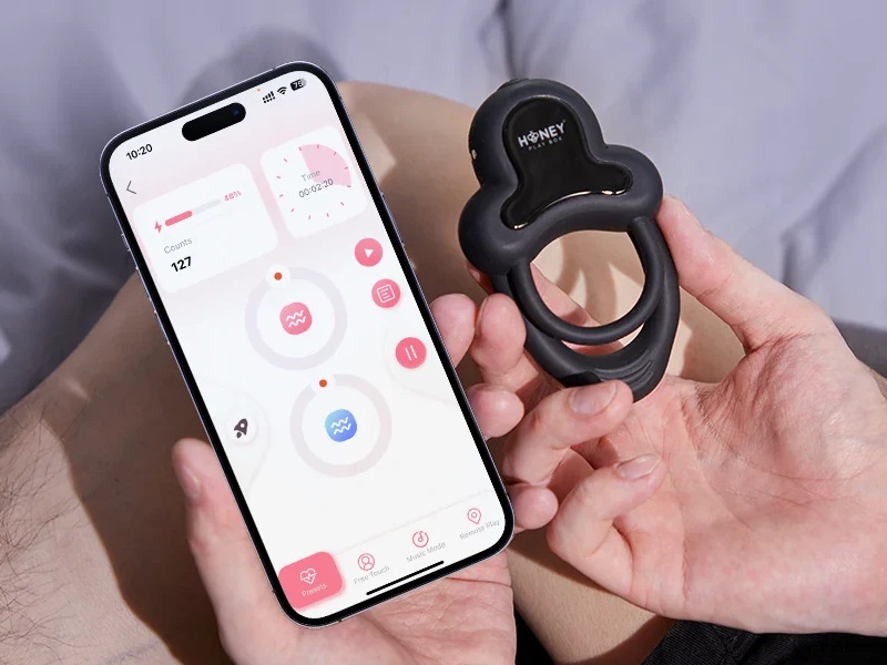 Built with dual rings for incredible performance, ANELLO add... Honey Play Box - Anello Vibro App Ring w Clit Stimulator - Black photo-2