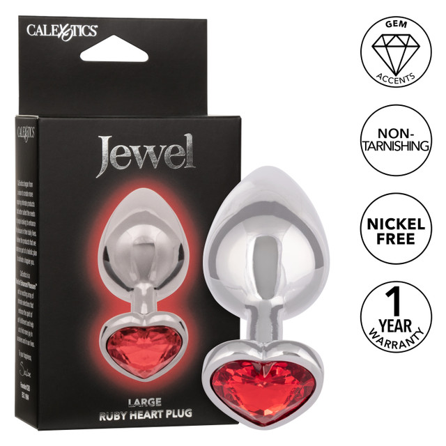 Introducing the Jewel Large Ruby Heart Plug, a captivating a... CEN - Jewel Ruby Heart Anal Plug L - Red photo-7