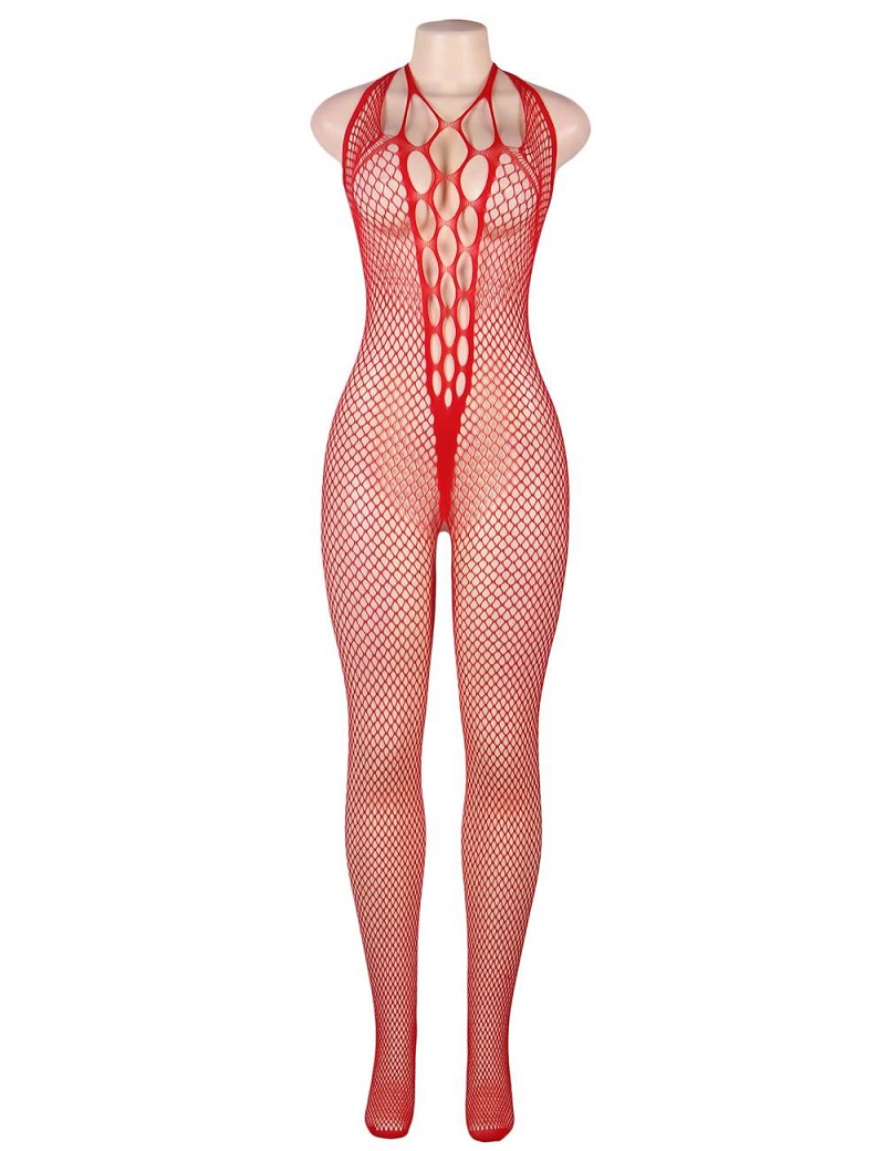 Halter Sexy Neck Open Back Netted Bodystocking
Material&nbs... Ohyeah - Halter Neck Bodystocking - Red - M photo-5