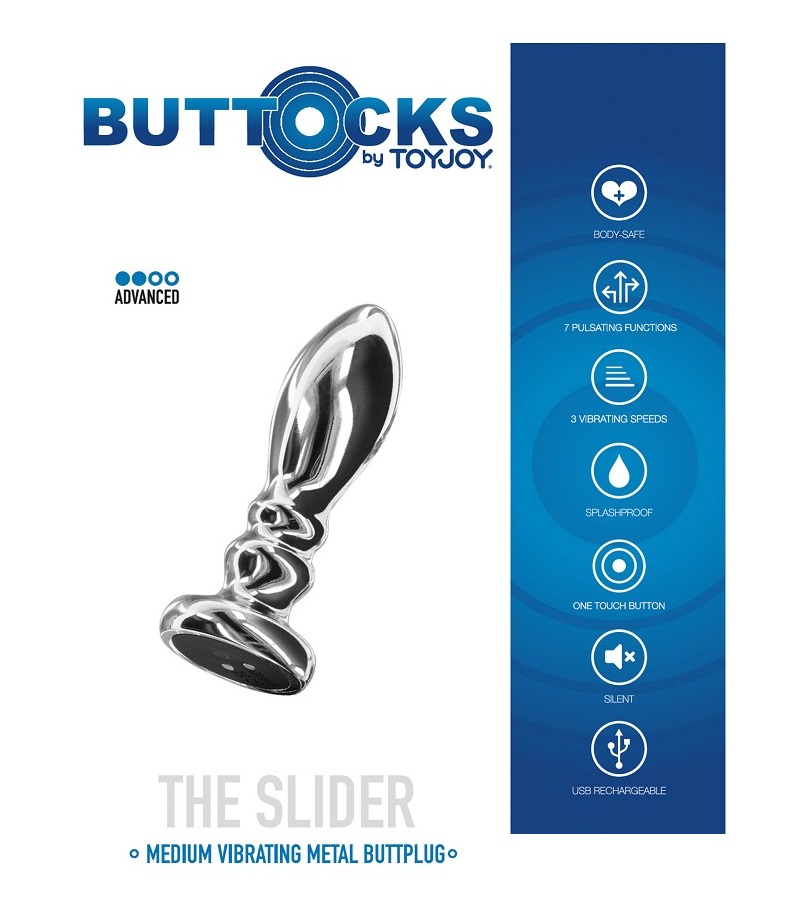 The Slider from Buttocks by TOYJOY - the ultimate vibrating ... ToyJoy - Slider Vibro Butt Plug M - Silver photo-3
