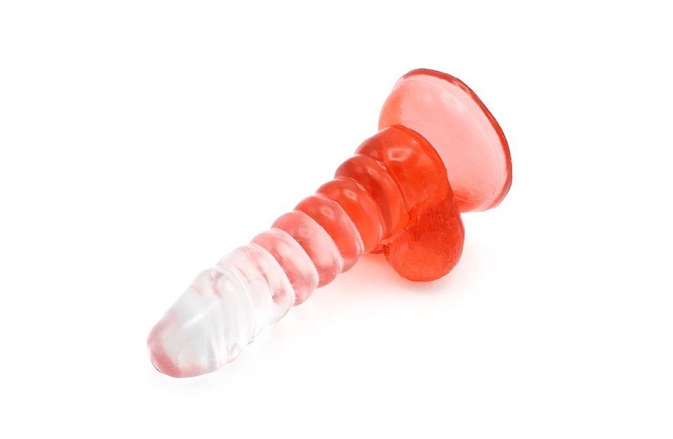 This special transparent dildo has an amazing color mix and ... Kiotos - Spiral Dildo 01 - Red photo-7