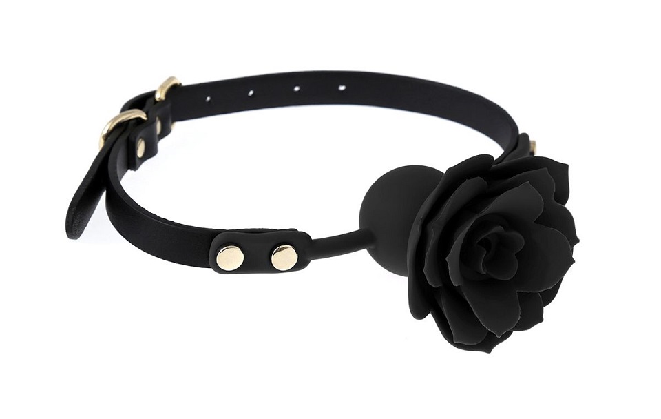 This flexible silicone Rose mouth gag made of high-quality s... Kiotos - Silicone Rose Gag - Black photo-4