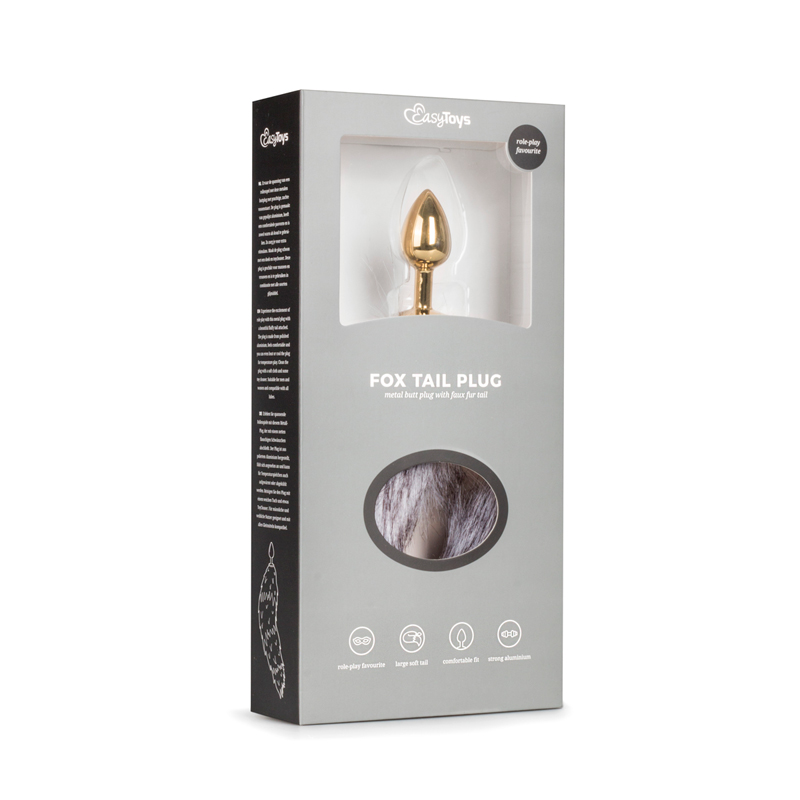 Feel the soft tickles against your legs from the faux fur ta... Easytoys - Fox Tail Plug - Gold photo-5