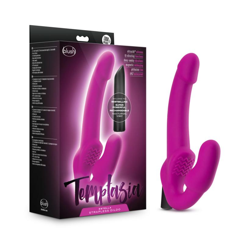 The Temptasia Estella Strapless Dildo with Vibrating Bullet ... Temptasia - Estella Vibro Strap-On - Pink photo-5