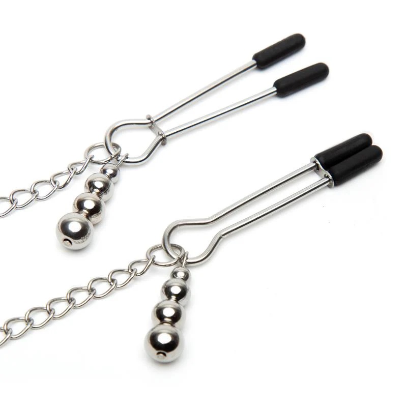 Bondage play can be classy, and this super chic satin collar... Fifty Shades of Grey - Play Nice Collar w Nipple Clamps - Grey photo-3