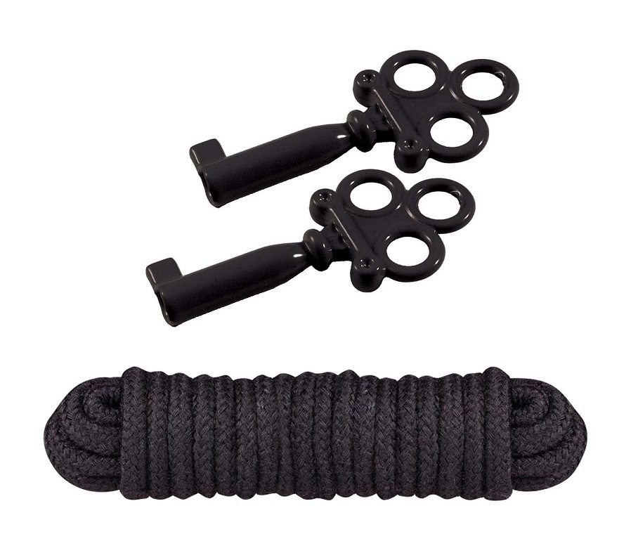 Sinful Metal Cuffs with Keys & Love Rope are your ticket to ... Nasstoys - Sinful Metal Hand Cuffs w Rope - Black photo-3