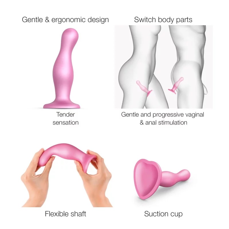 Indulge yourself with the new hybrid dildo plug range, desig... Strap-On-Me - Curvy Dildo Plug S - Sugar Pink photo-5