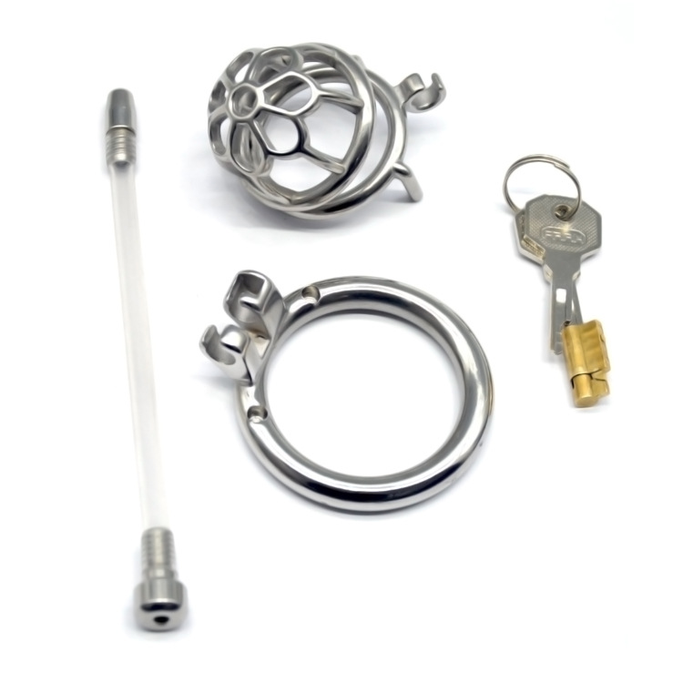 Total high: 52mm &nb... FAAK - Chastity Cage 01 w Catheter 45mm - Silver photo-8