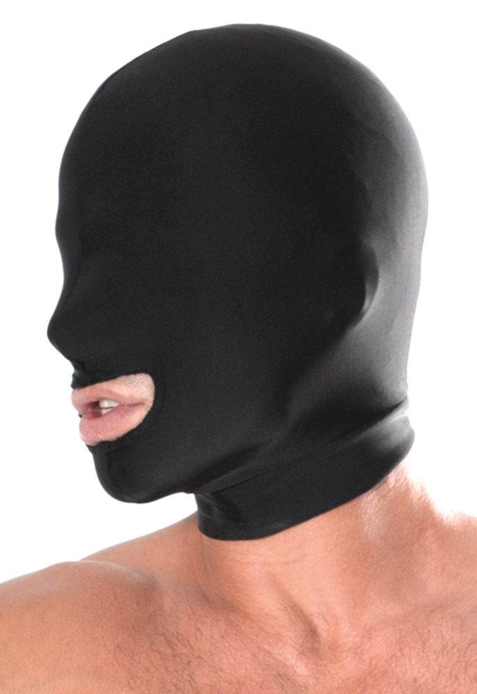 This comfortable Open-Mouth Hood is designed to stretch comp... Fetish Fantasy - Spandex Open Mouth Hood - Black photo-2