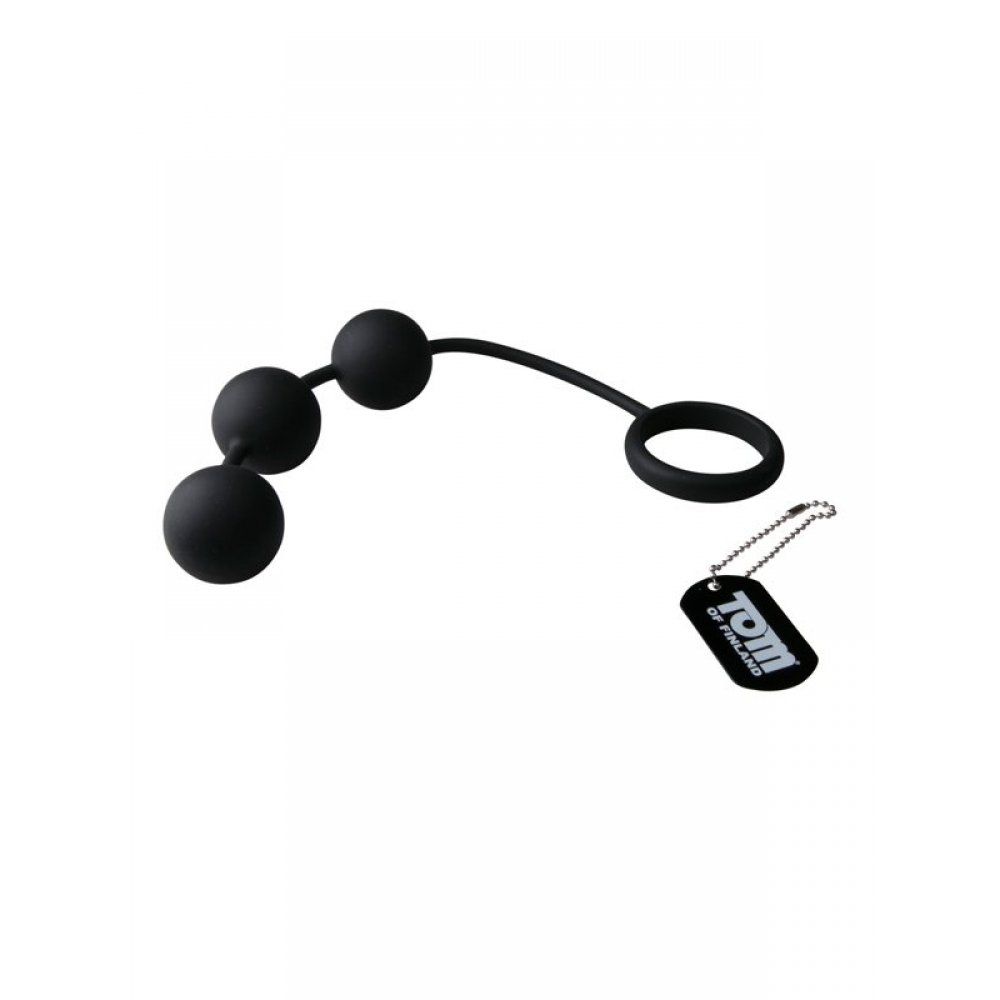This set of silicone coated heavy weighted balls are attache... TOF - TOF Silicone Cock Ring w/ 3 Weighted Balls photo-9