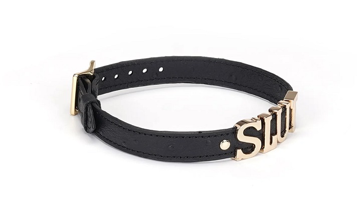 Made of Double layer ostrich skin pattern cow leather.
Shini... Liebe Seele - Demon Kiss Slut Collar - Black photo-3