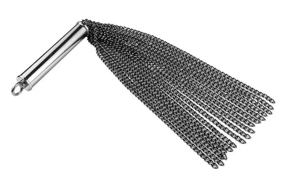 Metal Flogger with Anal beads MT - Aluminum Flogger w Anal Plug - Black photo-3