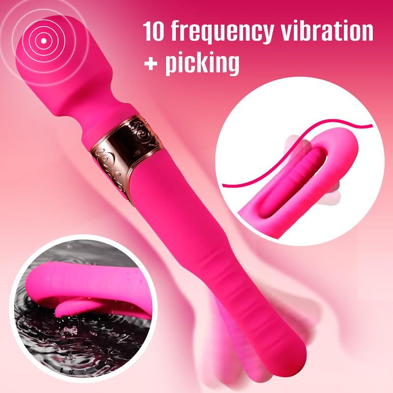 The AV wand with the tongue flicking, dual vibration.
The cu... Secwell - Elle Flicking Dual Massager - Pink photo-3