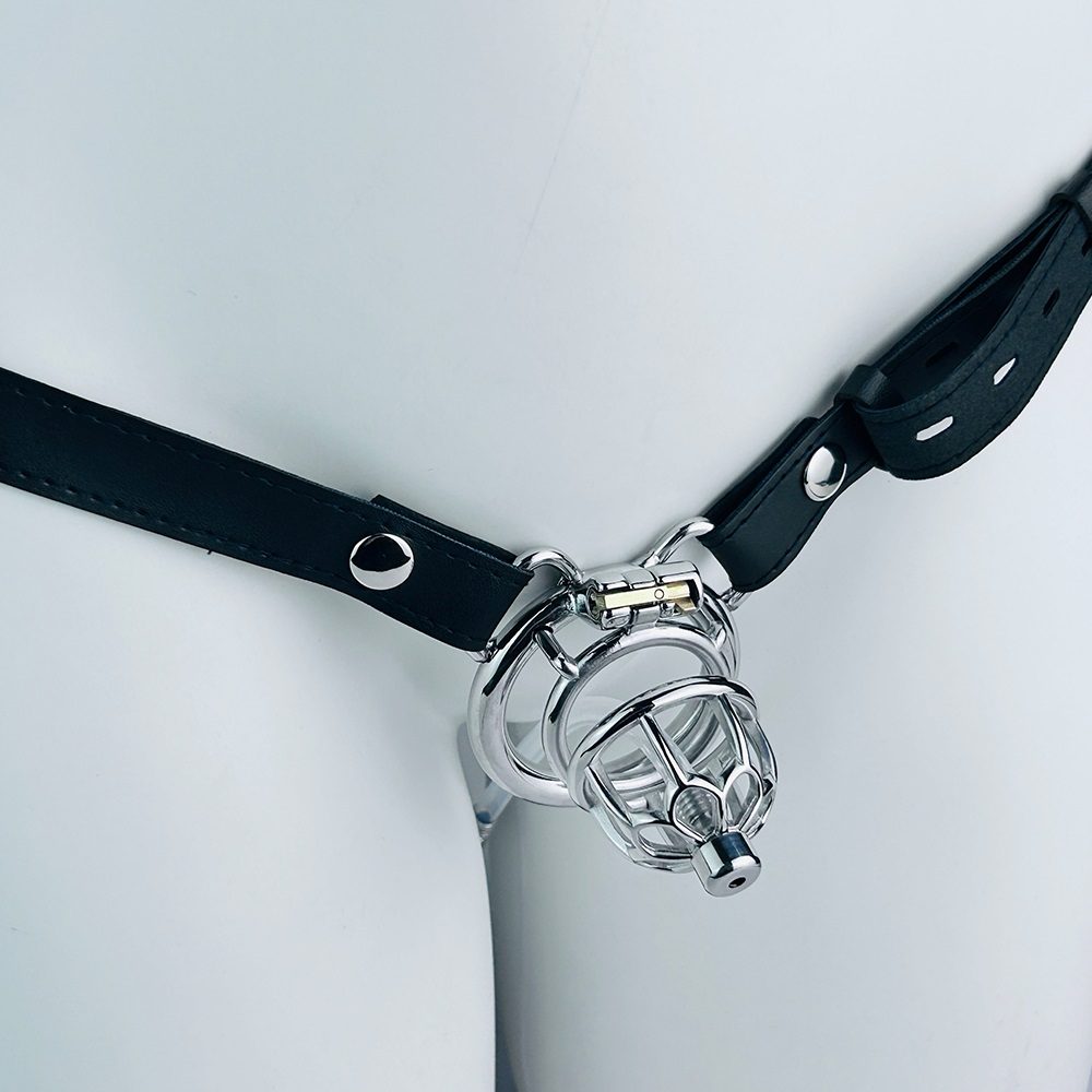 Total high: 52mm &n... FAAK - Chastity Cage 01 w Belt & Catheter 45mm - Silver photo-4