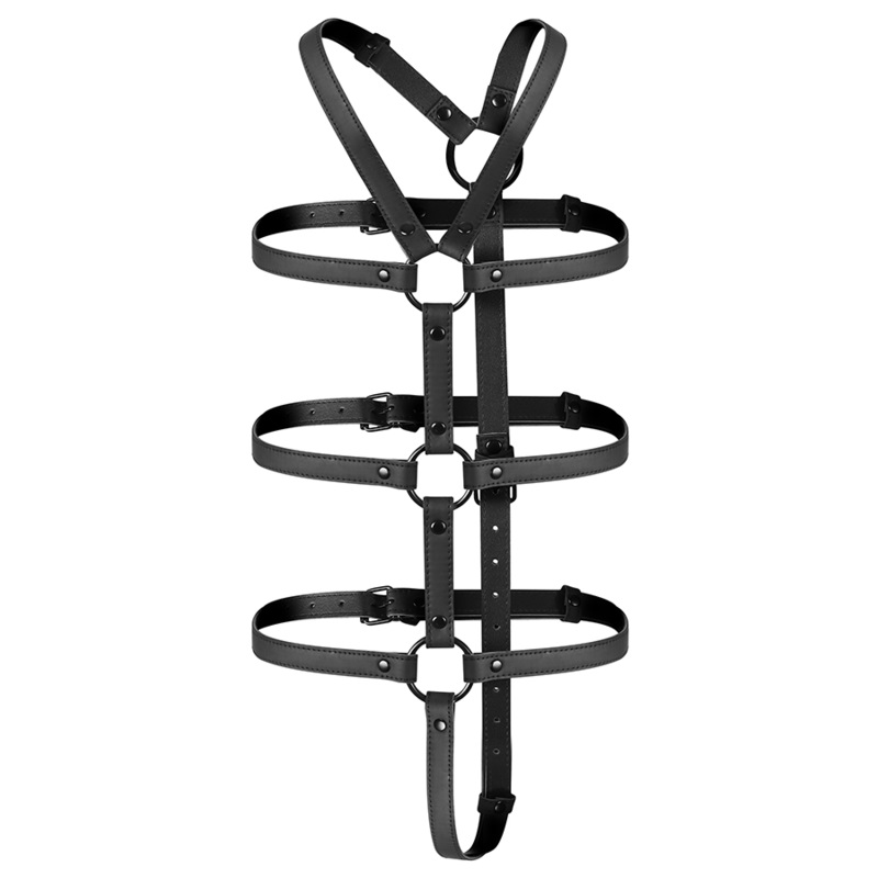 The FETISH SUBMISSIVE Adjustable Torso and Arm Fixation Harn... Fetish Submissive - Full Body Bondage Harness - Black photo-2