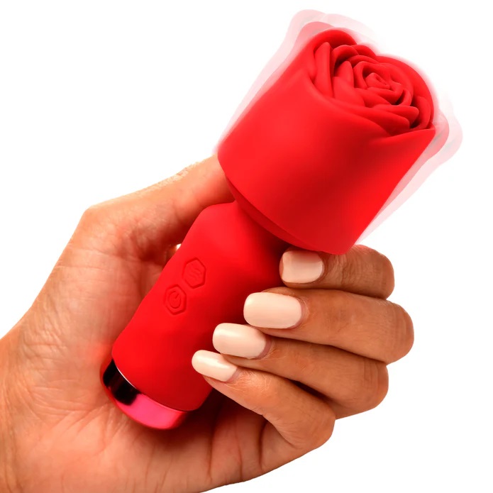 Buzz your way to bliss with this petit rose wand! So small i... Bloomgasm - Pleasure Rose Petite Wand - Red photo-2