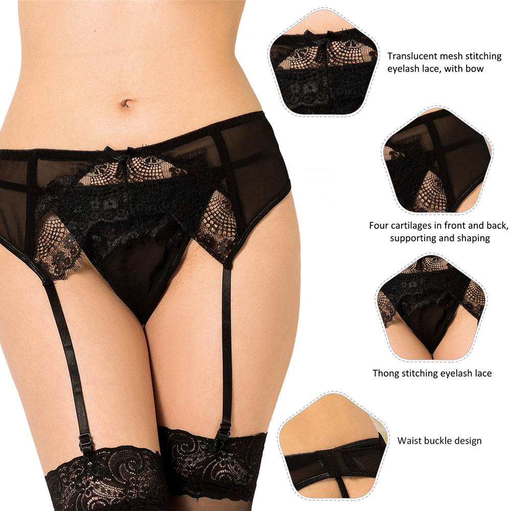 Sexy Transparent Lace Garter Panties
Material &n... Ohyeah - Lace Garter Belt w Panties - Black - XL photo-3
