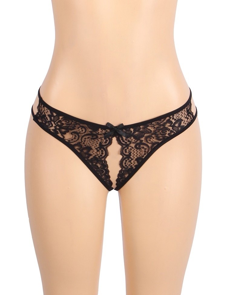 Sexy open crotch lace panty with cute bow
Material &nb... Ohyeah - Crotchless Lace Panty - Black - L photo-5