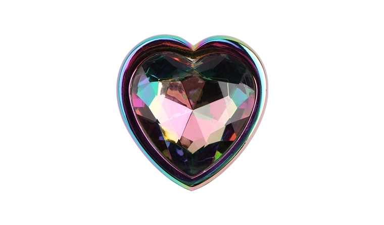Rainbow metal plug for anal play and training, Tapered easy ... Chisa - Heart Butt Plug - Rainbow photo-4