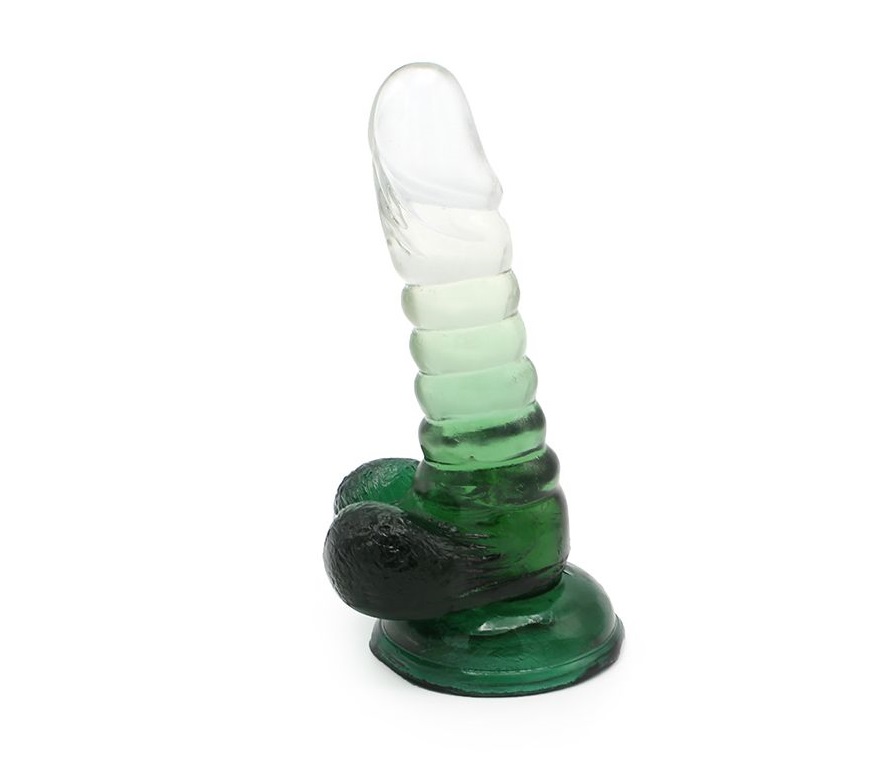 This special transparent dildo has an amazing color mix and ... Kiotos - Spiral Dildo 01 - Green photo-4