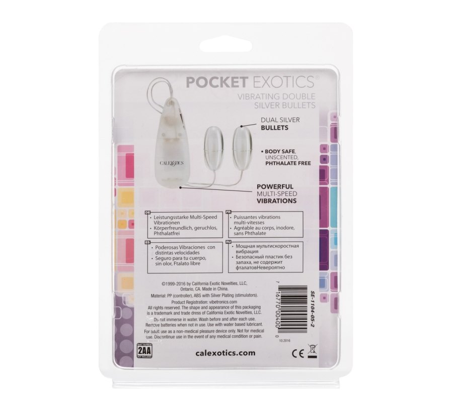 You’ll find a silver shine of pleasure glowing when you enjo... CEN - Pocket Exotics Vibro Double Bullets - Silver photo-4