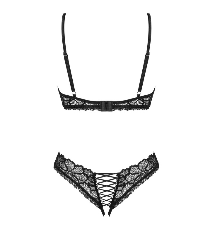 Not afraid to experiment? Would you like to gift your body e... Obsessive - Serafia Crotchless 2pcs Set - Black - M/L photo-6