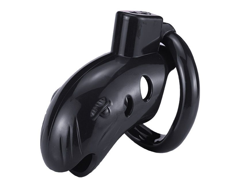 Male lockable chastity device made from safe and comfortable... MT - Plastic Chastity Cage w Magic Lock - Black photo-2