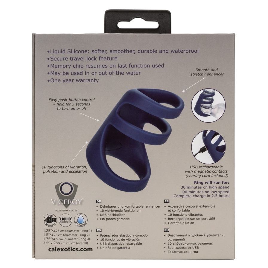 Explore new horizons of pleasure with the Viceroy Rechargeab... CEN - Viceroy Triple Vibro Ring - Blue photo-13