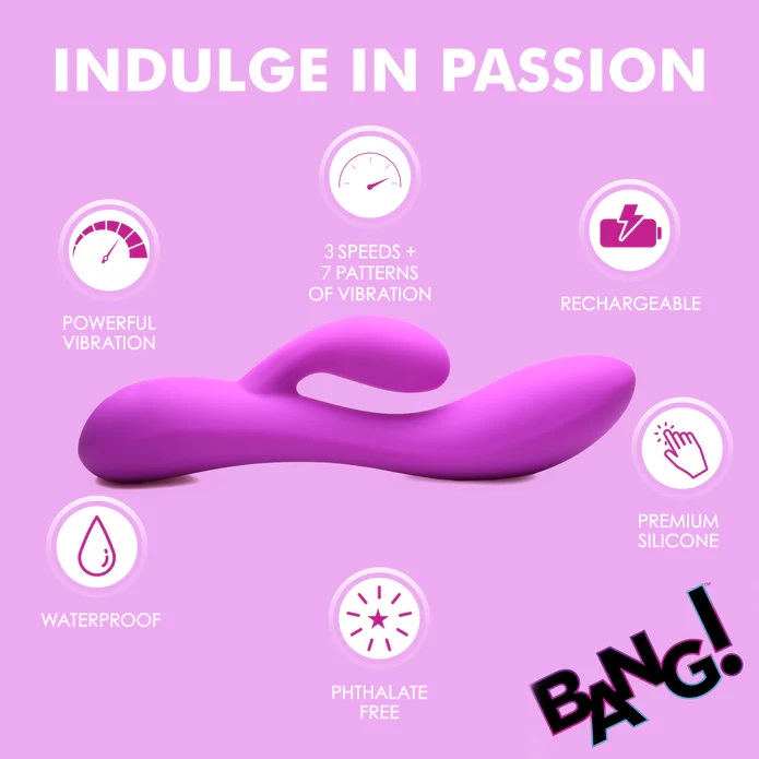 Give yourself more than just surface level pleasure. Indulge... Bang! - 10X Flexible Rabbit Vibrator - Purple photo-5