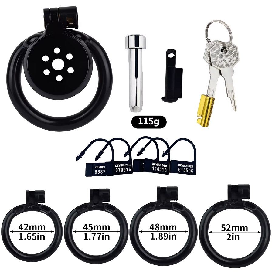 Material: Resin
Cage inner diameter: 35mm ... FAAK - Resin Chastity Cage 45mm w Catheter - Black photo-5
