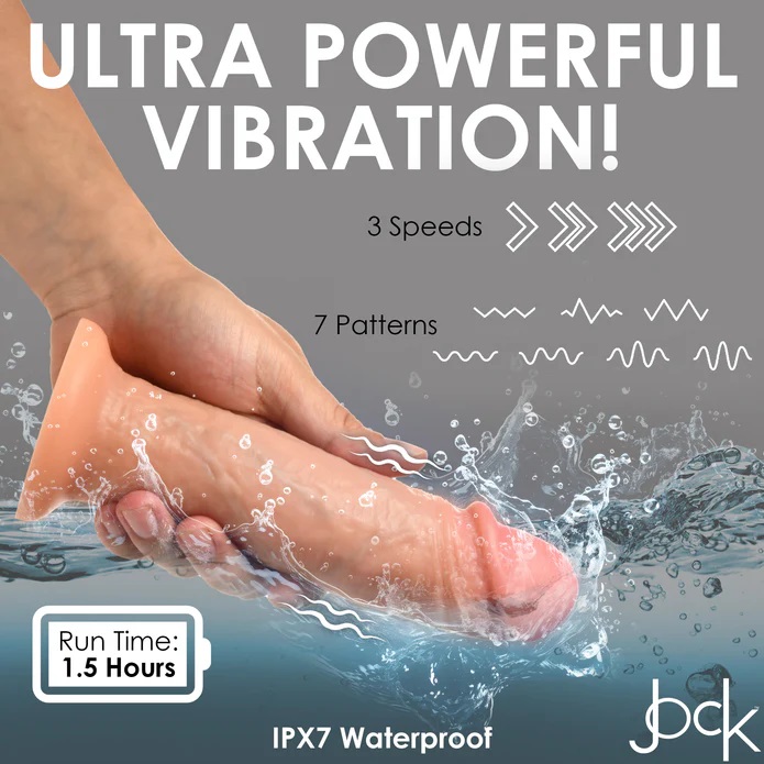 Give yourself a realistic rod with the added buzzing sensati... Jock - 8" Real Skin Vibro Dildo - Flesh photo-6