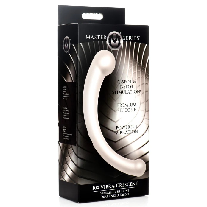 One of your favorite toys just got an upgrade! This crescent... Master Series - Vibra-Crescent Double Dildo - Silver photo-7