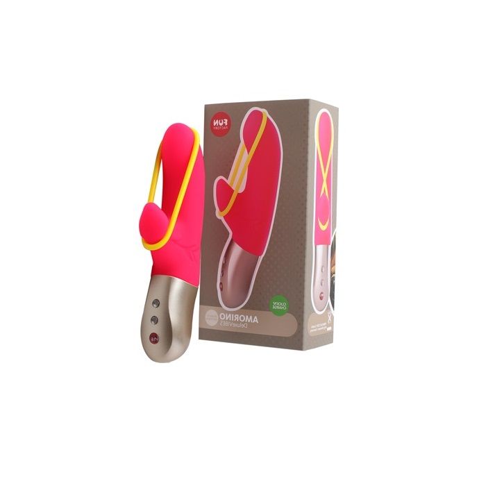 The neon yellow band on this rechargeable MiniVIBRATOR exude... Fun Factory - Vibe Amorino USB - Pink photo-11