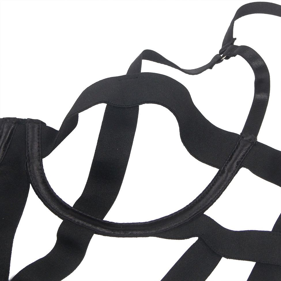 Multiple elastic bands cross-stitched together for bondage a... Ohyeah - Sexy Cut Out Bondage Teddy - Black - XL photo-9