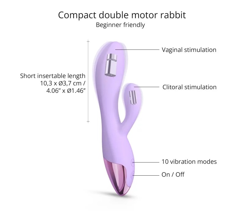 Double stimulation rabbit vibrator with flexible shaft great... Love to Love - Funky Bunny Vibrator - Viva Mauve photo-3