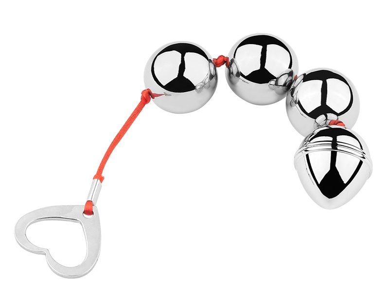 Stainless steel + aluminum alloy + nylon velvet anal... MT - Metal Anal Beads - Silver photo-2