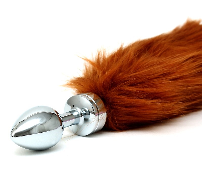 Metal butt plug with fox tail in a luxurious and discreet st... Rimba - Butt Plug w Tail - Brown - S photo-2
