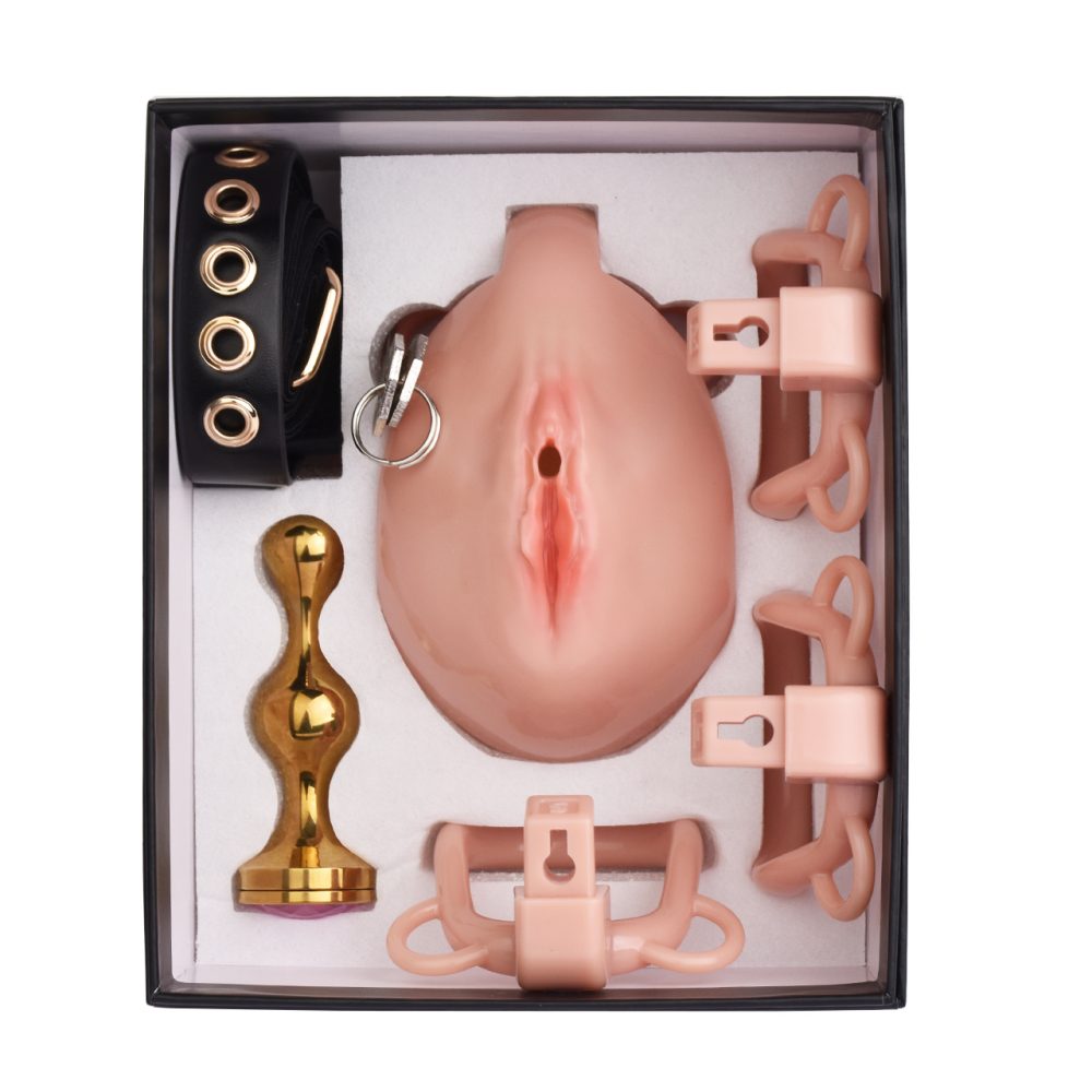 Material: Resin
Cage length: 115mm &n... FAAK - Clitoris Chastity Cage w Belt & Plug - Skin photo-14