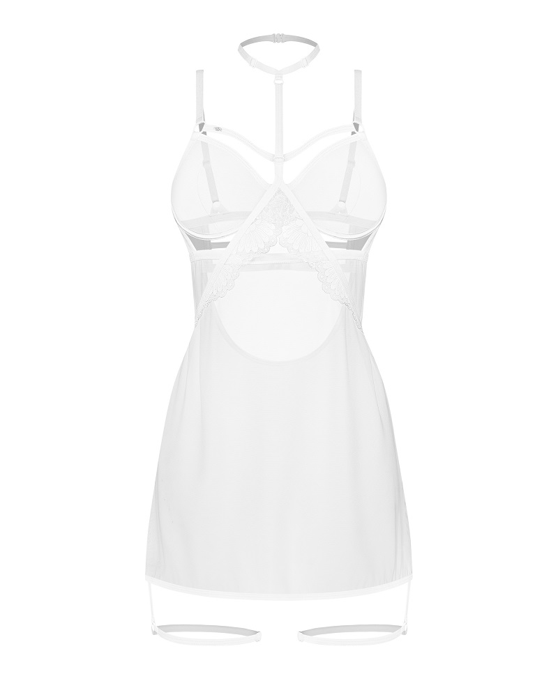 The Arrowel White chemise is a delicate blend of transparenc... Obsessive - Arrowel Chemise - White - S/M photo-5