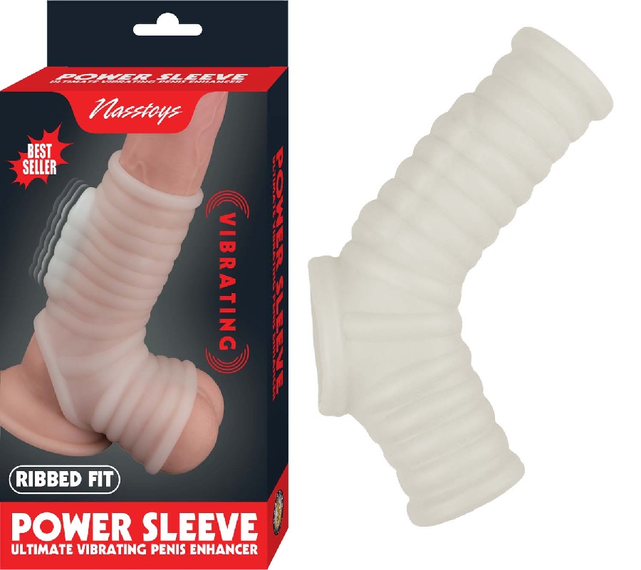 Looking for an extra assist in the bedroom? Let the Vibratin... Nasstoys - Ribbed Vibro Sleeve - White photo-4