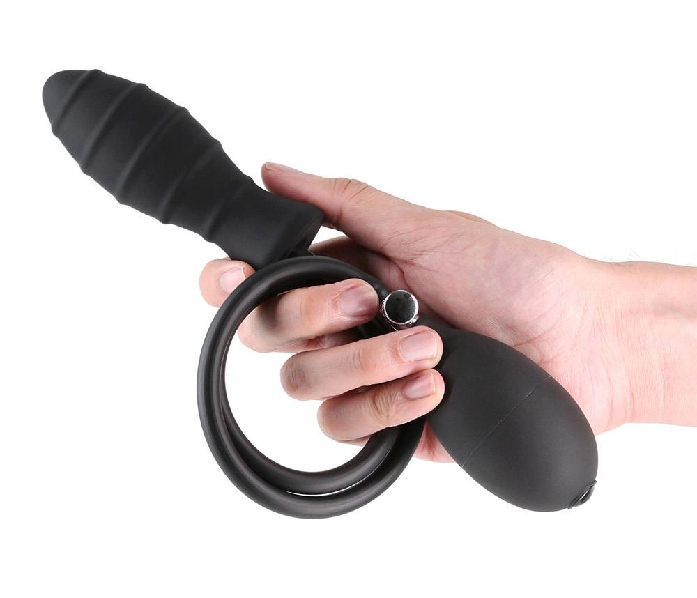 Expand your pleasure with the Renegade InflataPlay, an innov... NS Novelties - InflataPlay Plug w Grip - Black photo-2