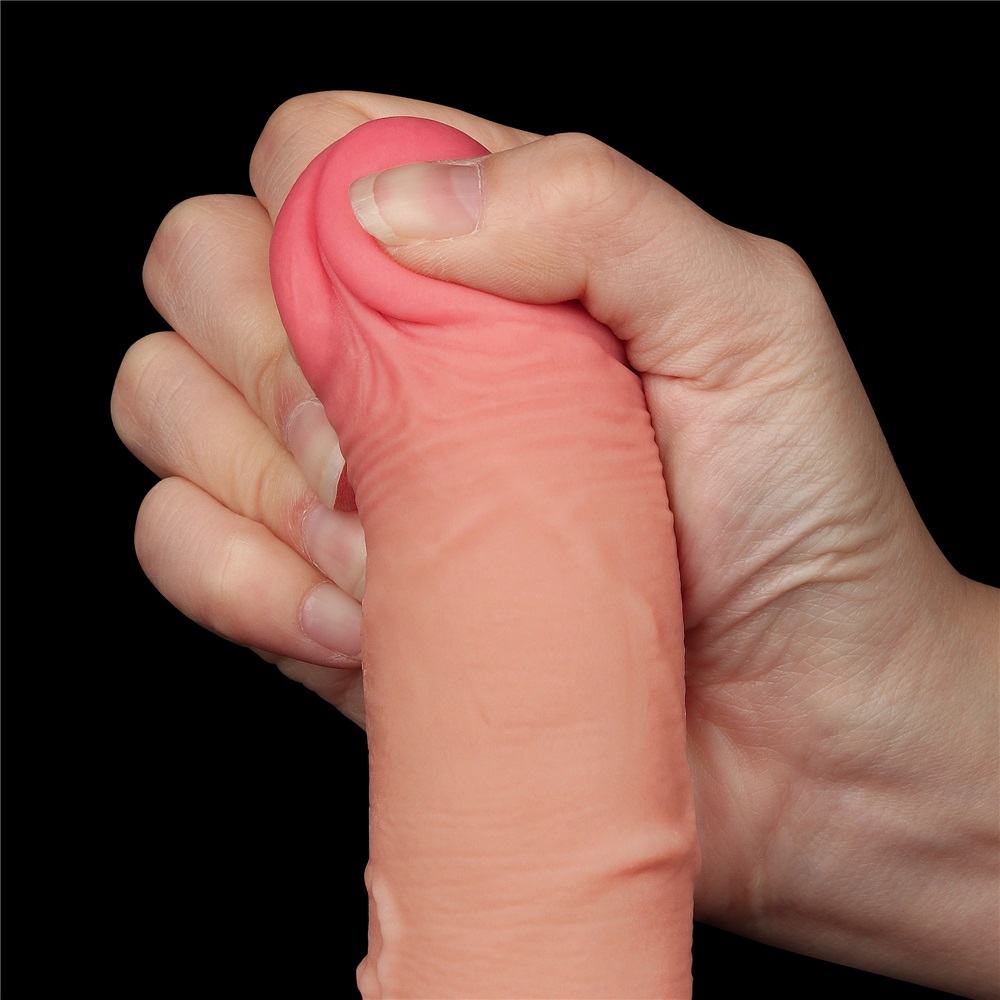 Made of realistic dual-layer sliding-skin material for Iifel... Lovetoy - 7.5" Curved Sliding Skin Dildo - Flesh photo-9