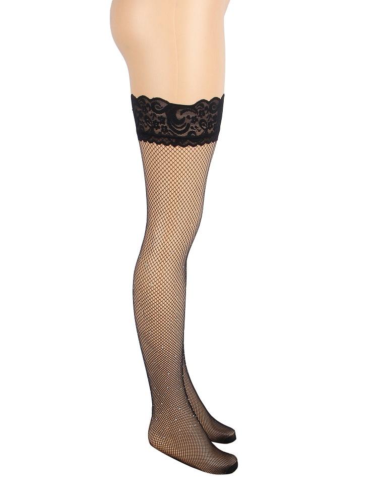 Main fabric is high-elasticity nylon yarn, soft and close-fi... Ohyeah - Lace Rhinestone Stockings - Black - S photo-7